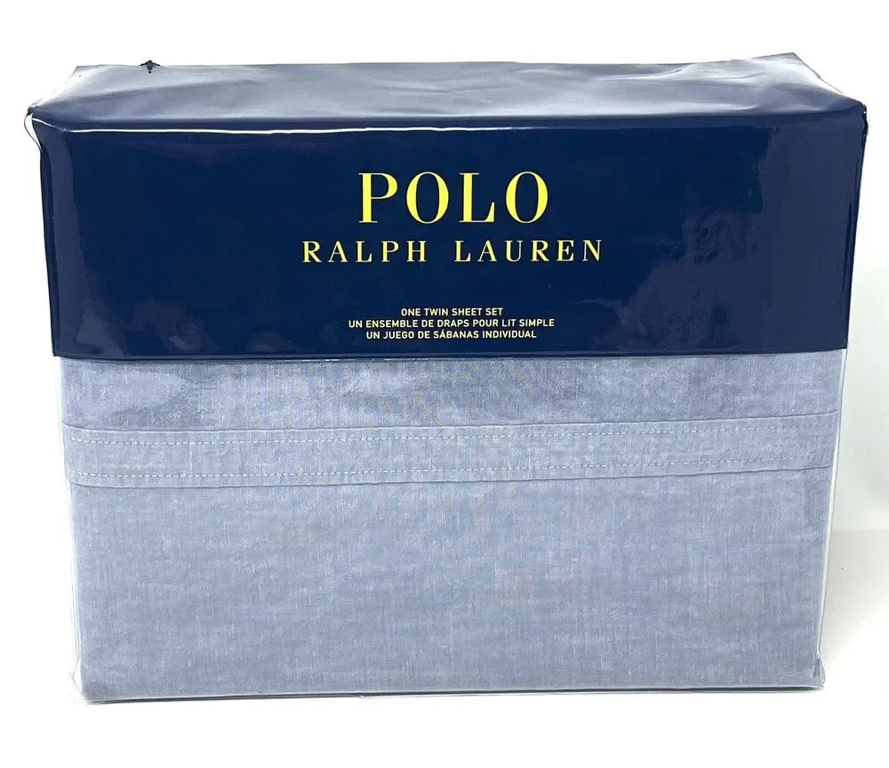 Polo Ralph Lauren Sheet Set Chambray Light Blue Denim Color Twin Size Sheet Set